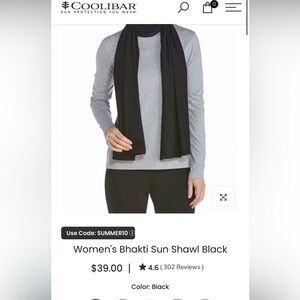 Coolibar Women's Black Bhakti Sun Shawl